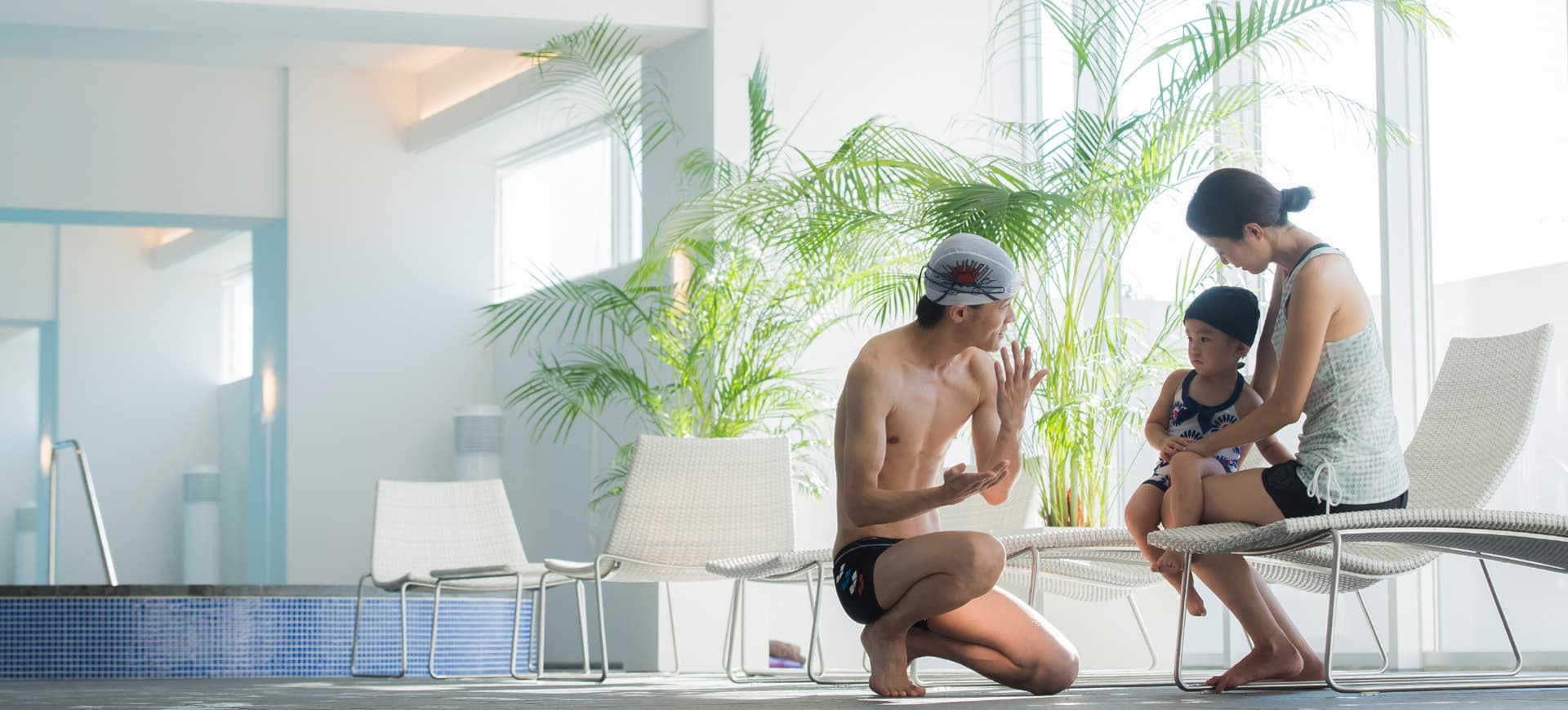 Poolside at Aqua Sports & Spa Tokyo — family recreation and lounging